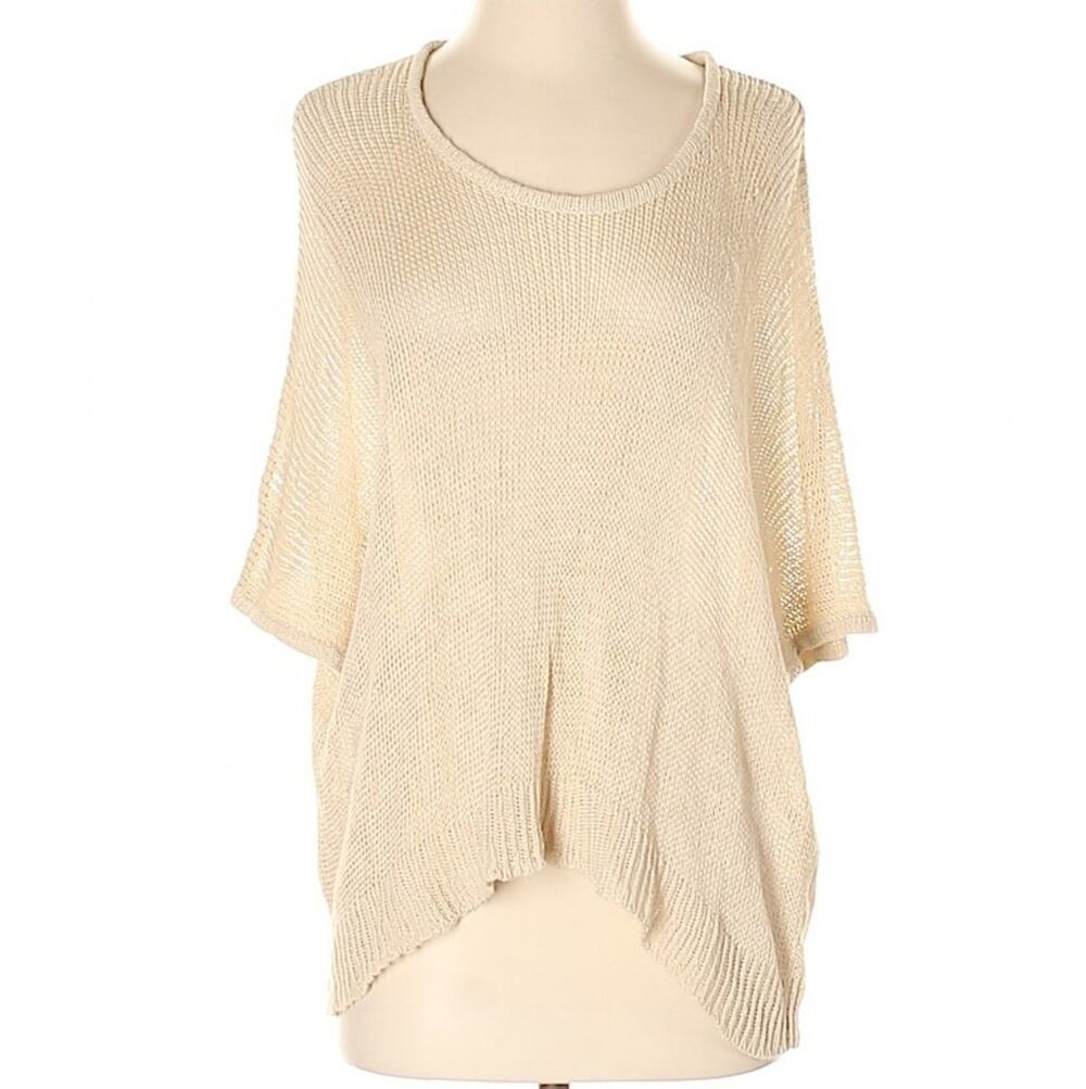 🪶 Robert Rodriguez Luxury 100% Linen Open Knit Sweater Cream Boho - Small